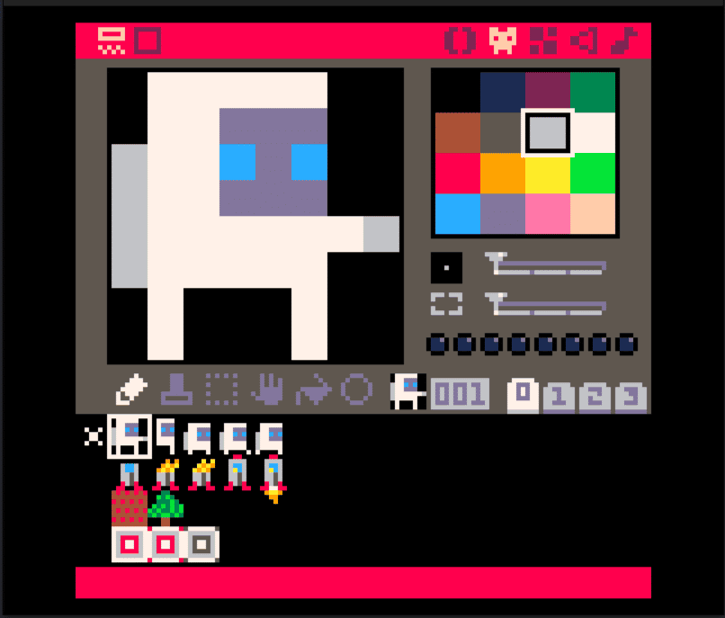 Screenshot showing the Pico 8 sprite editor